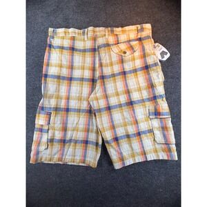 Wilderness Mens Plaid Cargo Shorts Multi Color Orange Blue Yellow Size 42 NWT